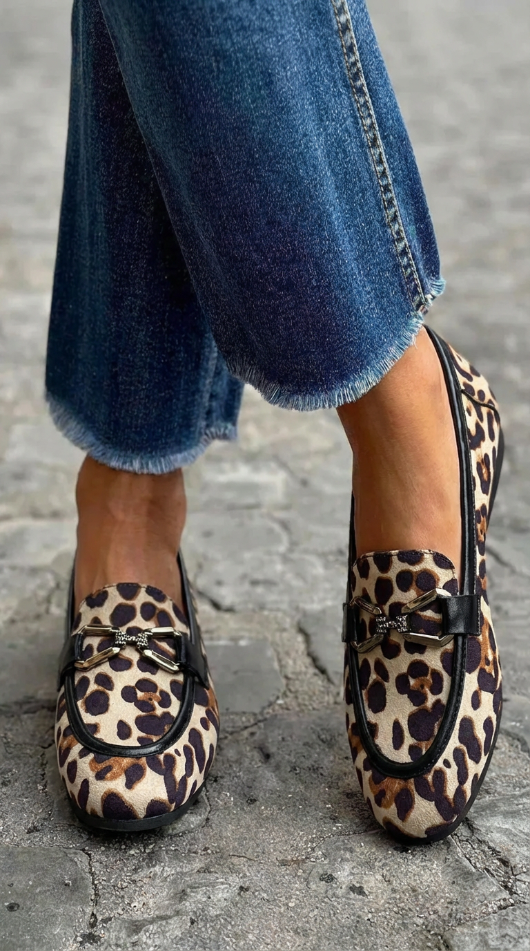 MOCASSINO LEOPARDATO CON FIBBIA