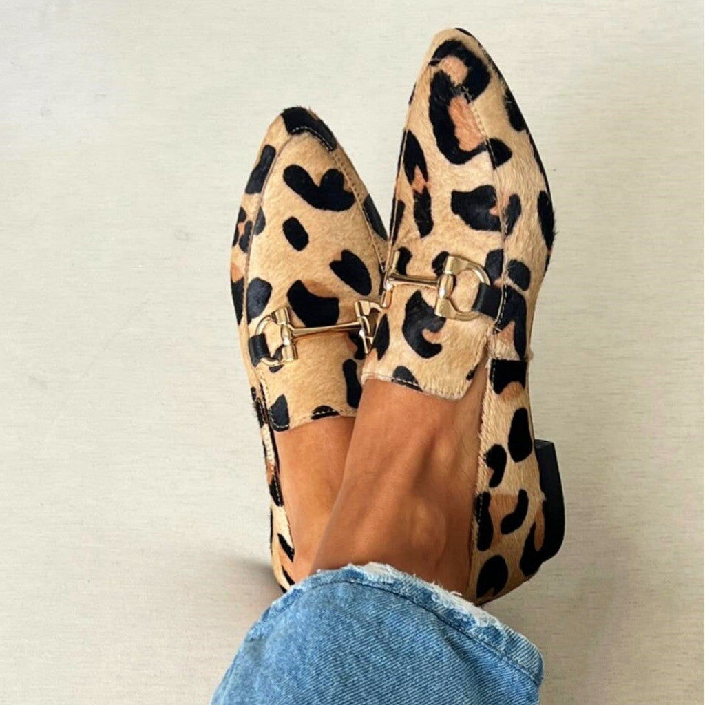 MOCASSINO ANIMALIER CON MORSETTO DECORATIVO